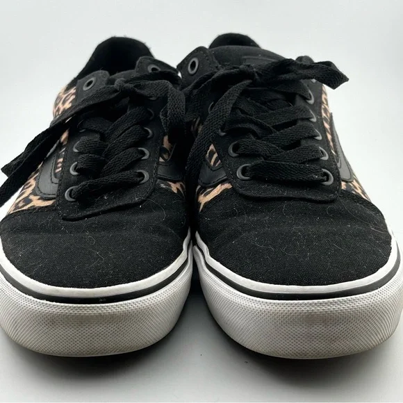 Vans Old Skool Women's 7.5 Black Leopard Canvas Sneakers Suede Shoe Low Top - Picture 2 of 10